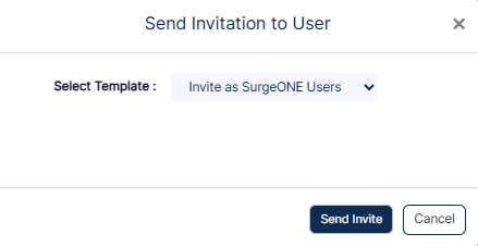 Send Invitation to User modal window view