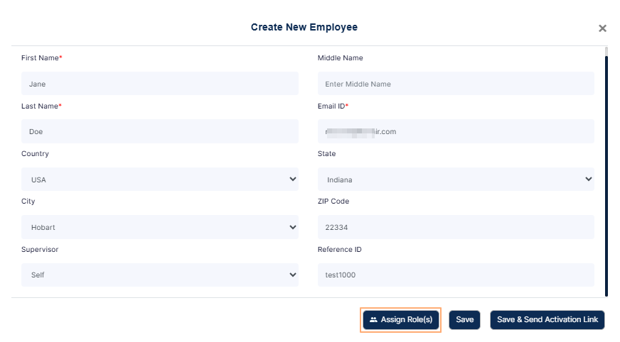 Assign Role(s) button