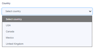 Country dropdown
