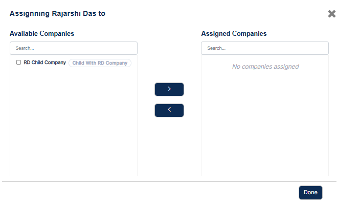 Assignment modal window