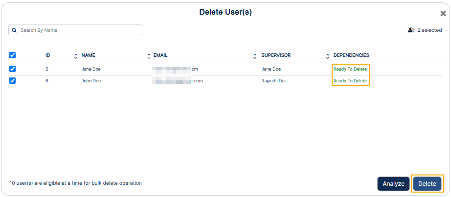 Fig: 72 - User ready for deletion after dependency resolution