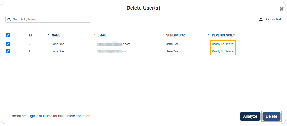 User ready for deletion after supervisor reassignment