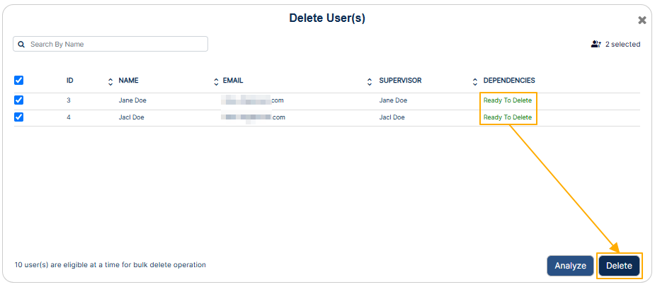 Delete button
