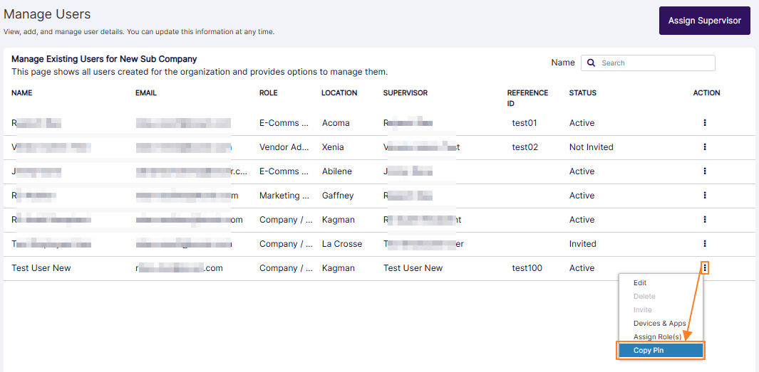 Copy Pin menu option