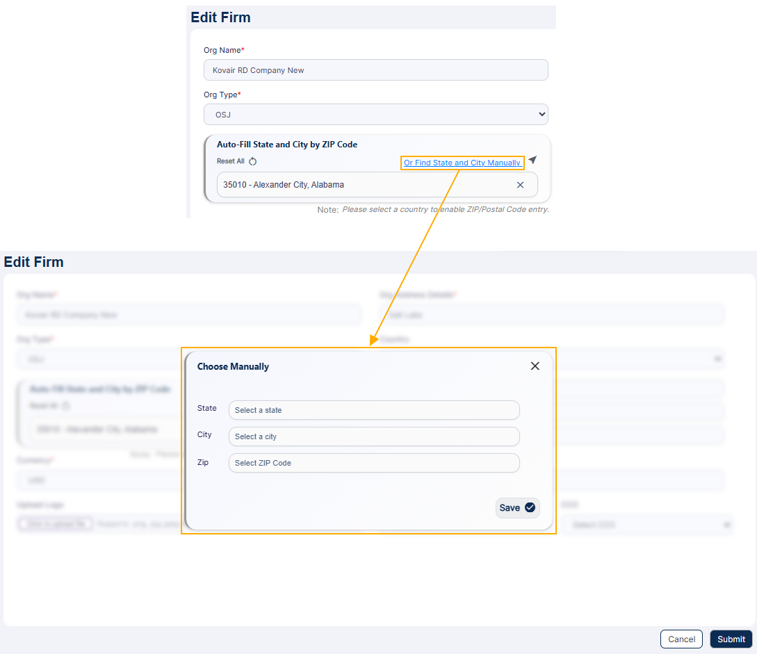Loaded modal window view