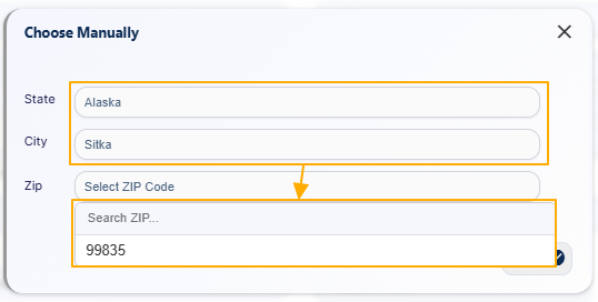 Suggested zip code based on state and city