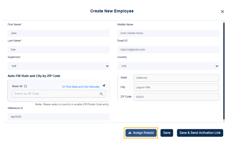 Assign Role(s) button