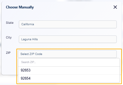 Suggested zip code based on state and city