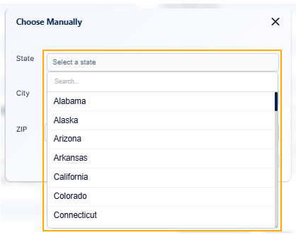 State dropdown view