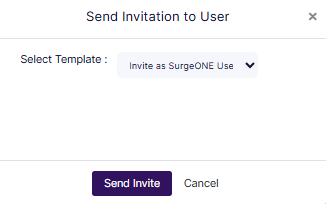 Send Invitation to User modal window