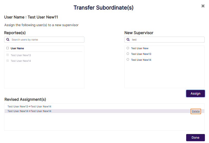 Delete option to remove any assignments made prior to confirmation