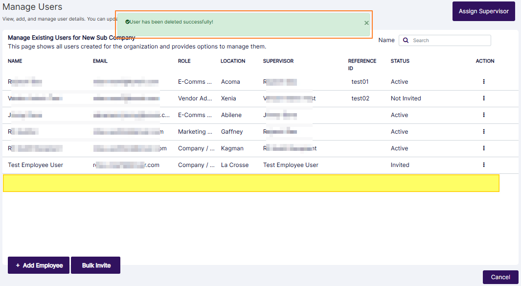 Success notification