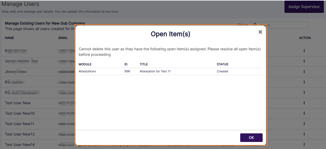 Open Item(s) modal window