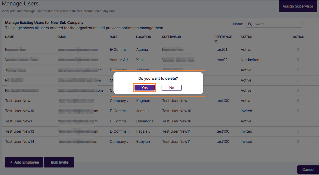 Delete confirmation modal