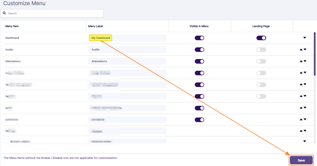 Save button to record label change