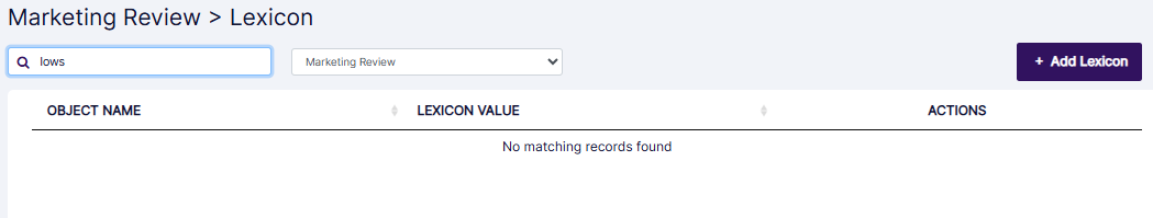 No matching records found
