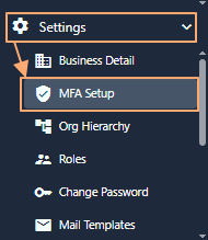 MFA Setup menu option