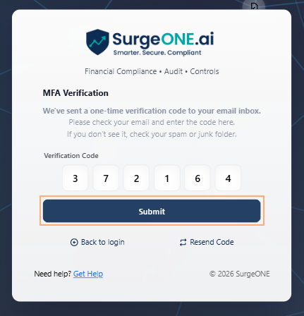 Submitting the received MFA code to login