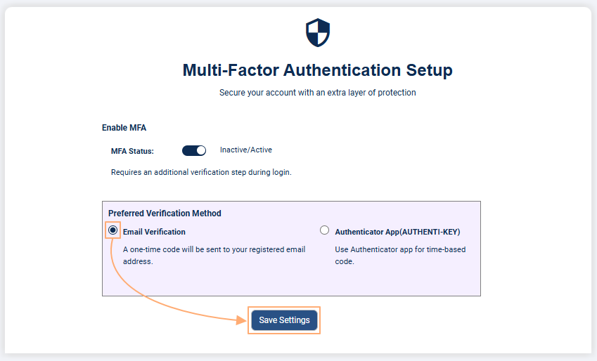 Saving the MFA preference