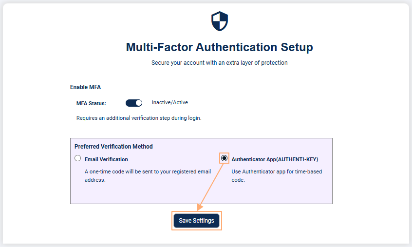 Saving the MFA preference