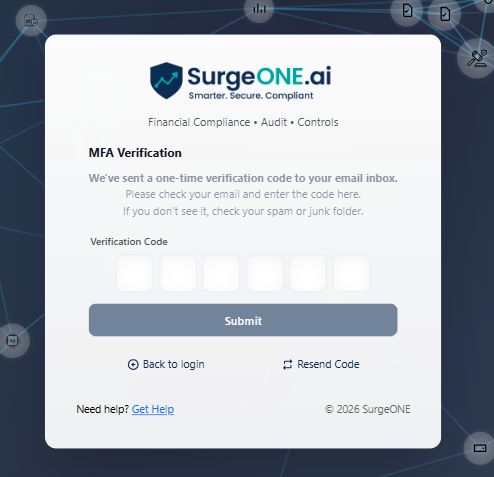 MFA verification page view