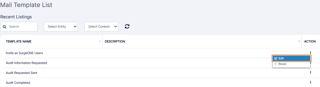 Row context menu option Edit