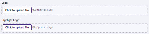 Options to choose and upload logo and highlight logo