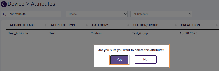 Attribute deletion confirmation prompt