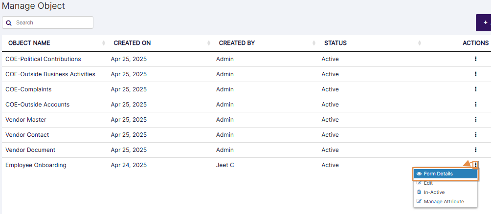 Form Details context menu option