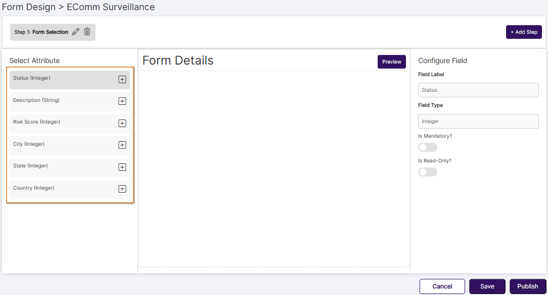Select Attribute section
