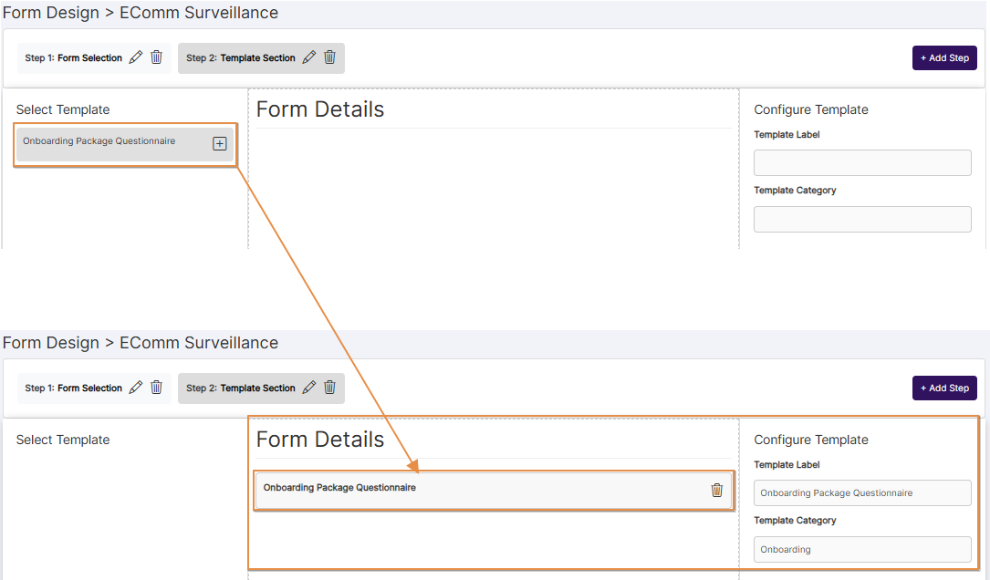Selected Template included into the Form Details section