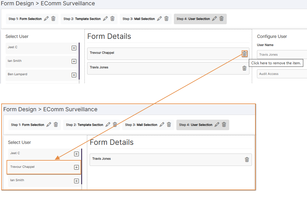 Removing an included Mail Template from the Form