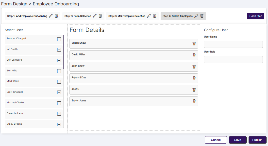 Form Details / Form Design page with configured form elements