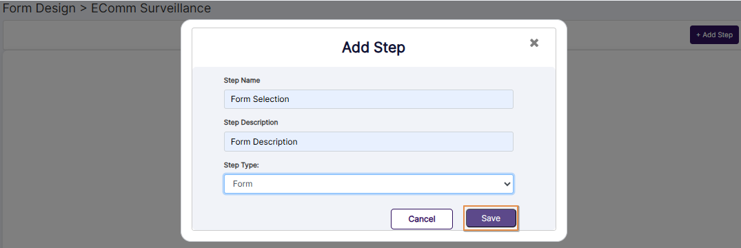 Saving a new Form Step