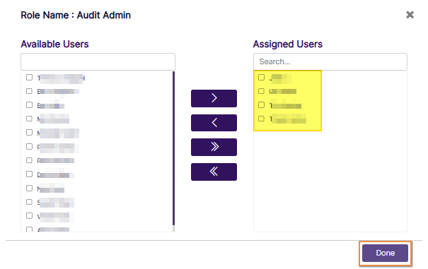 Button to confirm user(s) assignment to the custom role