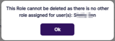 Validation on assigned user while deleting a custom role
