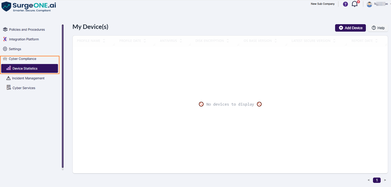 Only Cyber Compliance accessible as per the set permissions