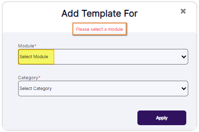 Tooltip prompted when Module is not selected