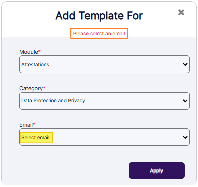 Tooltip prompted when Email is not selected