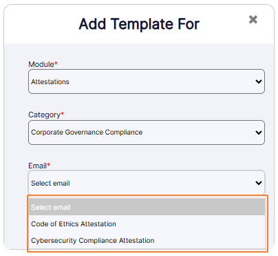 Loaded emails when Corporate Governance Compliance category is selected