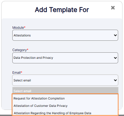 Loaded emails when Data Protection and Privacy category is selected
