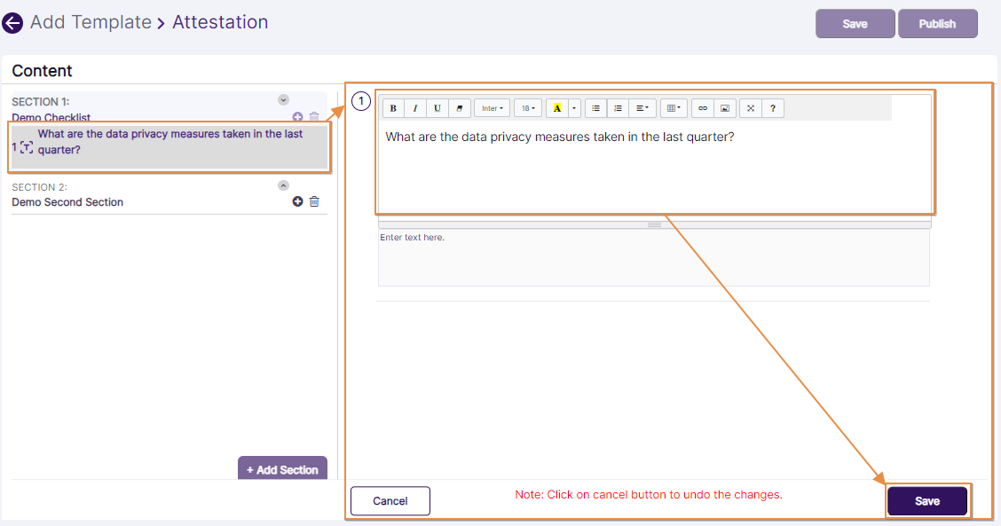 Double clicking on added question loads the editable content on the right panel