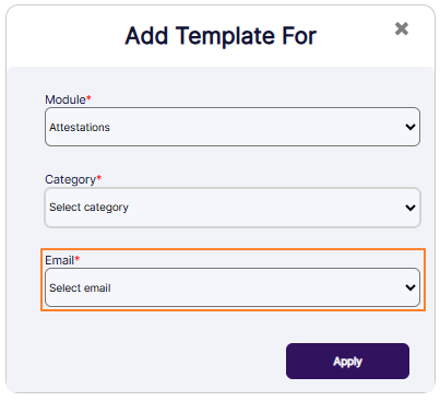 Loaded email field when Attestation module is selected