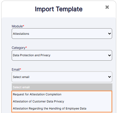 Loaded emails when Data Protection and Privacy category is selected