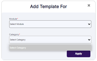 Blank dropdown displayed under Category until Module is selected