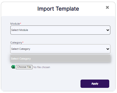 Blank dropdown displayed under Category until Module is selected