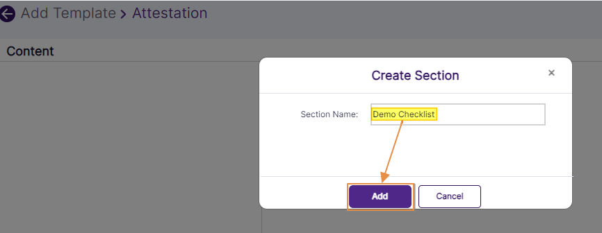 Add button to create new section