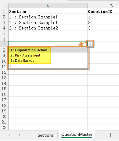 Selecting custom section label