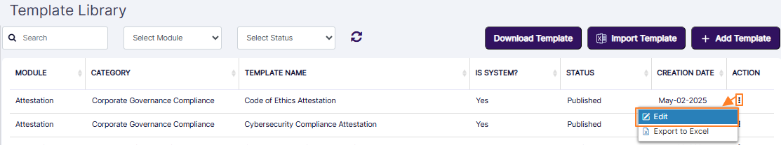 Row-context Edit menu option