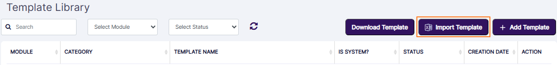 Import Template button